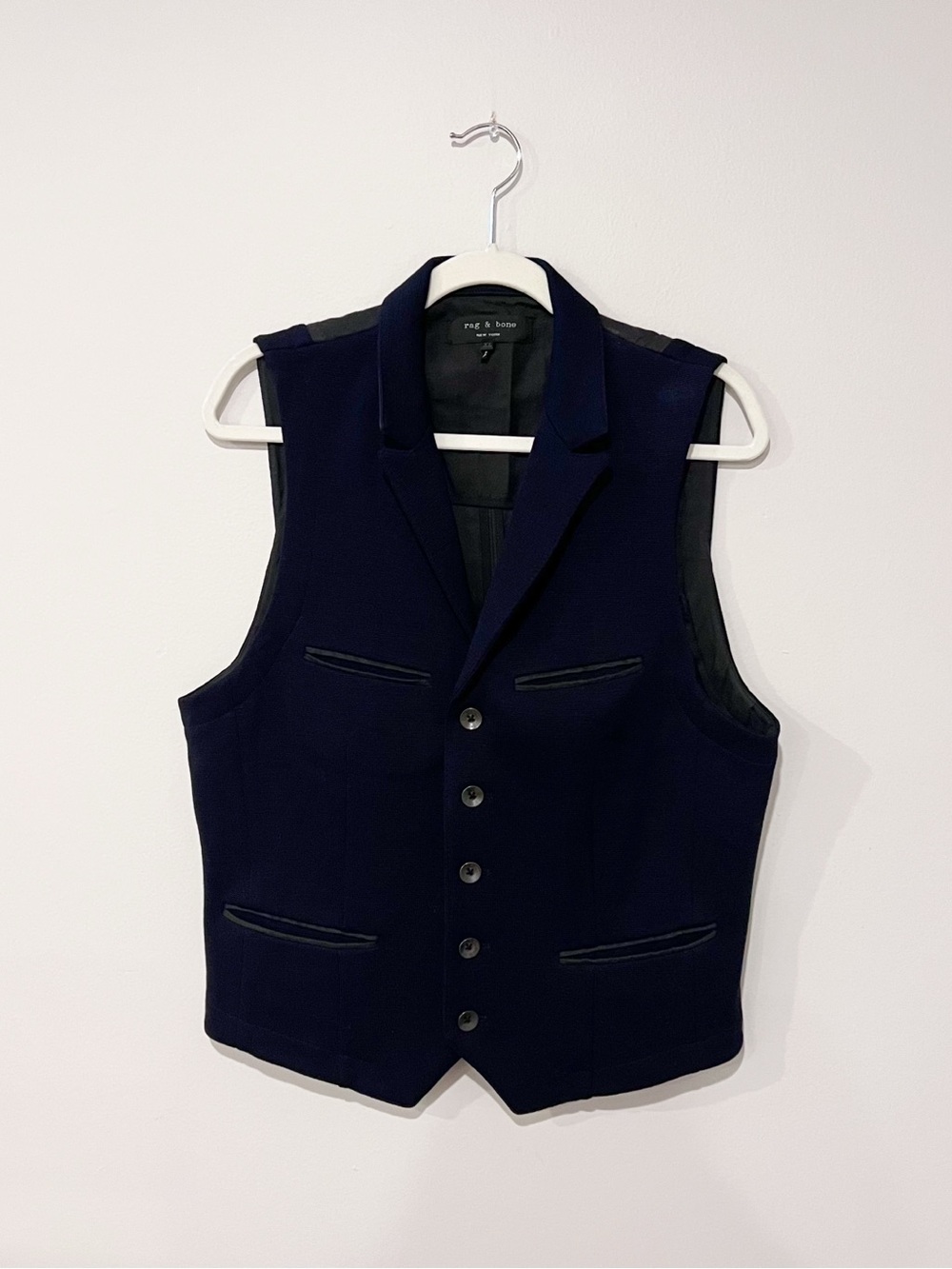Rag & Bone Navy Blue Merino Wool Vest